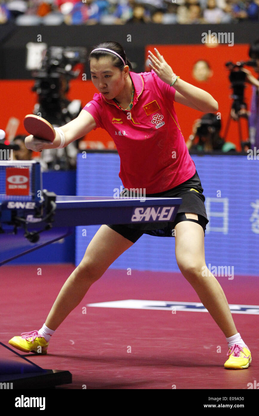 3 mai 2014 - Tennis de Table : 2014 World Team Tennis de Table match quart de femmes entre la Chine 3-0 la RPD de Corée au 1er Gymnase de Yoyogi, Tokyo, Japon. © AFLO SPORT/Alamy Live News Banque D'Images