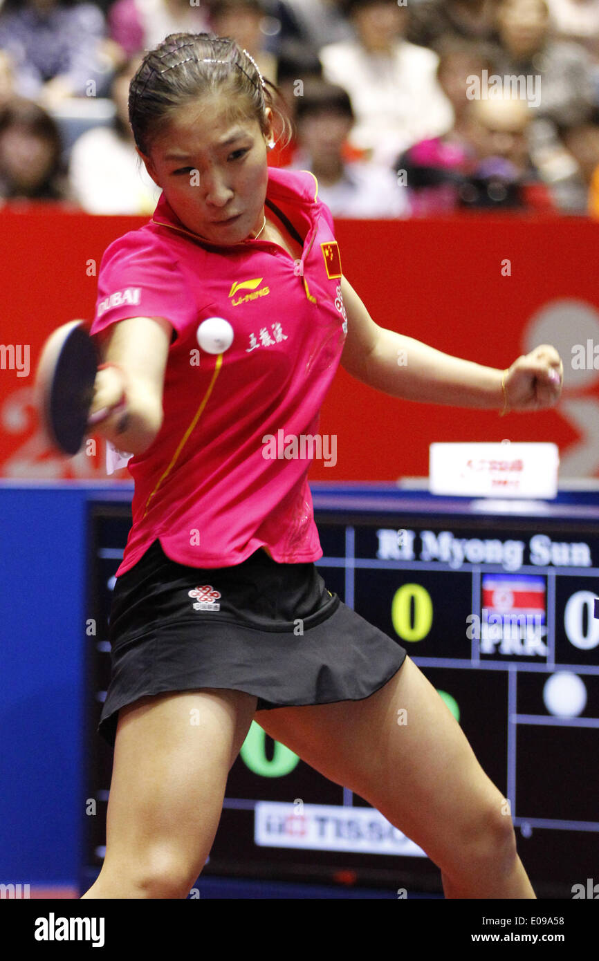 3 mai 2014 - Tennis de Table : 2014 World Team Tennis de Table match quart de femmes entre la Chine 3-0 la RPD de Corée au 1er Gymnase de Yoyogi, Tokyo, Japon. © AFLO SPORT/Alamy Live News Banque D'Images