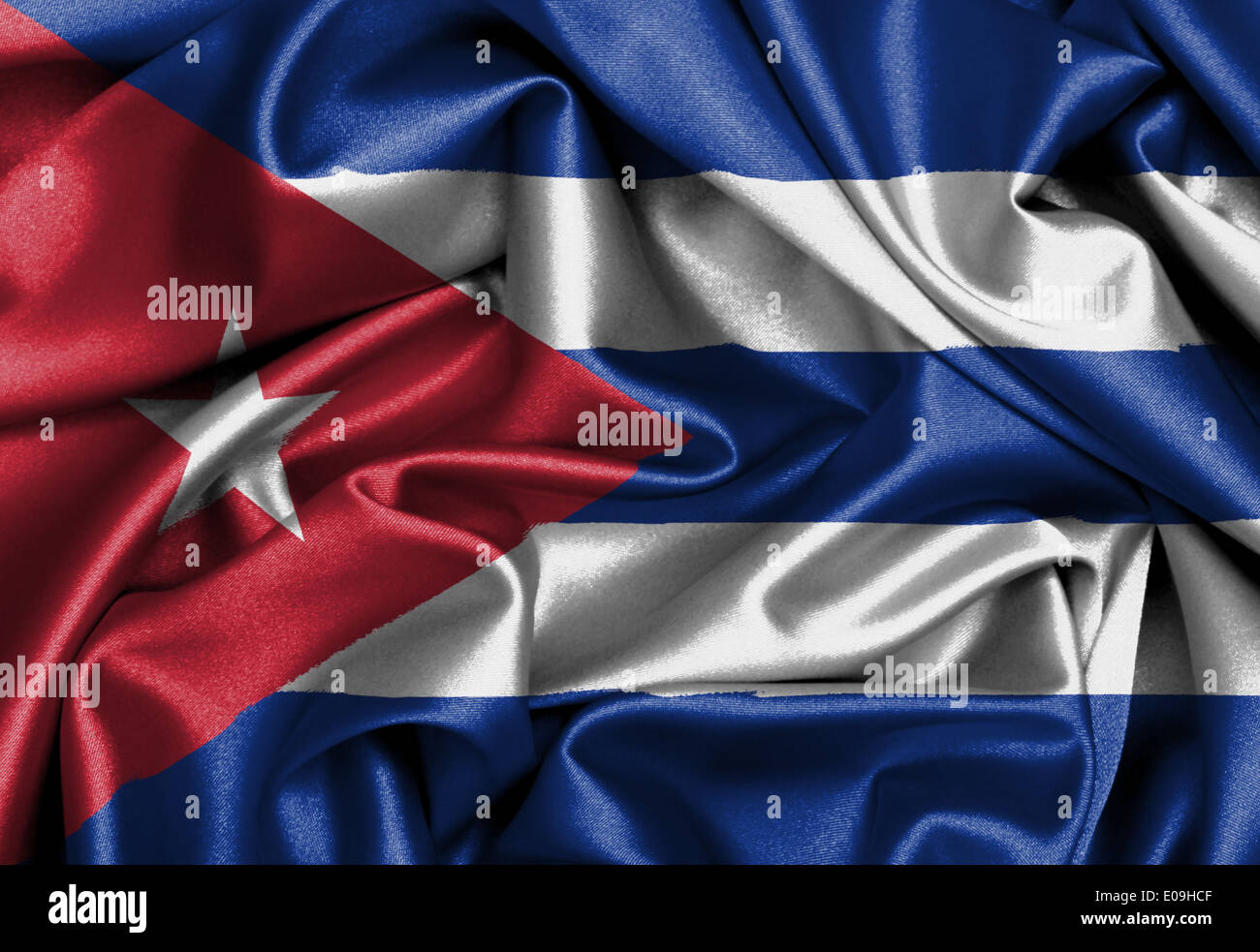 Trois dimensions du drapeau Satin rendre Pavillon de Cuba Banque D'Images