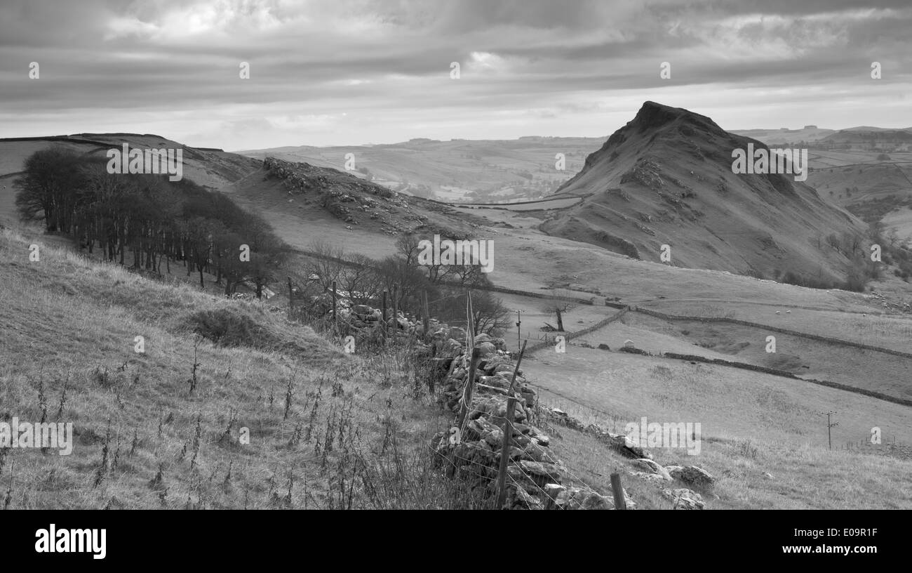 Paysage de colline monochromatique Parkhouse, Derbyshire, Royaume-Uni Banque D'Images