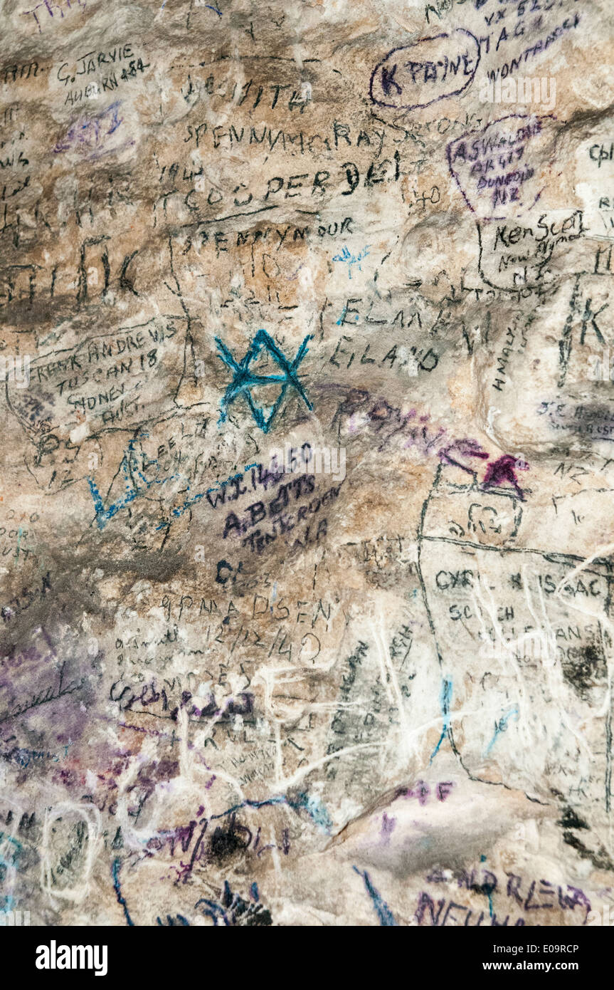 Israël, Jérusalem, du soldat du Commonwealth de l'écriture graffiti écrit pendant le mandat britannique sur la Palestine Banque D'Images