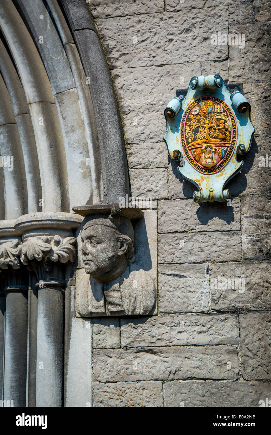 Détail à l'entrée de la cathédrale Saint Patrick à Dublin, Irlande Banque D'Images