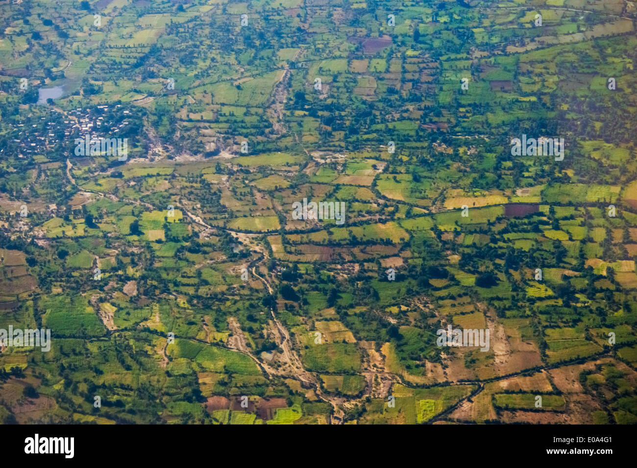 Vue aérienne des terres agricoles, au Myanmar Banque D'Images