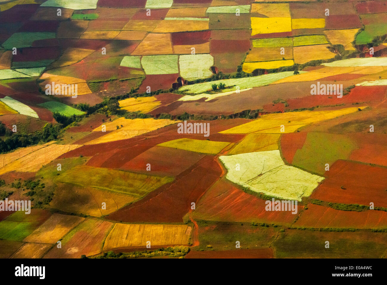 Vue aérienne des terres agricoles, au Myanmar Banque D'Images