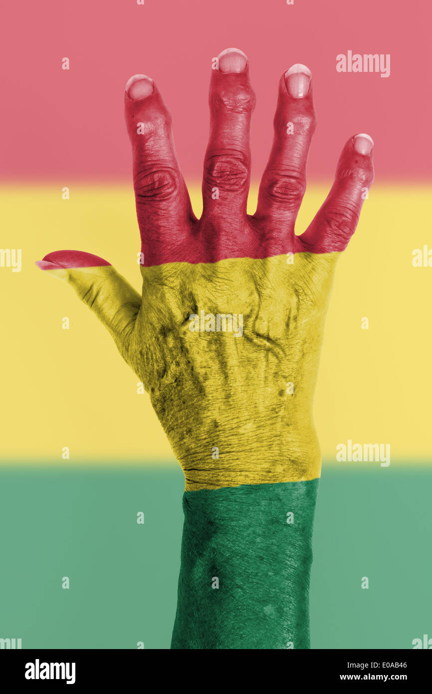 Part d'une vieille femme à l'arthrite isolated on white Bolivie Banque D'Images