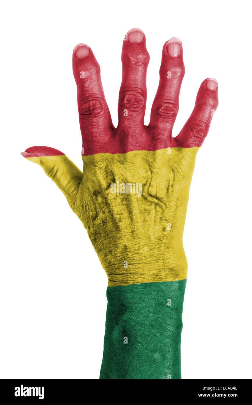 Part d'une vieille femme à l'arthrite isolated on white Bolivie Banque D'Images