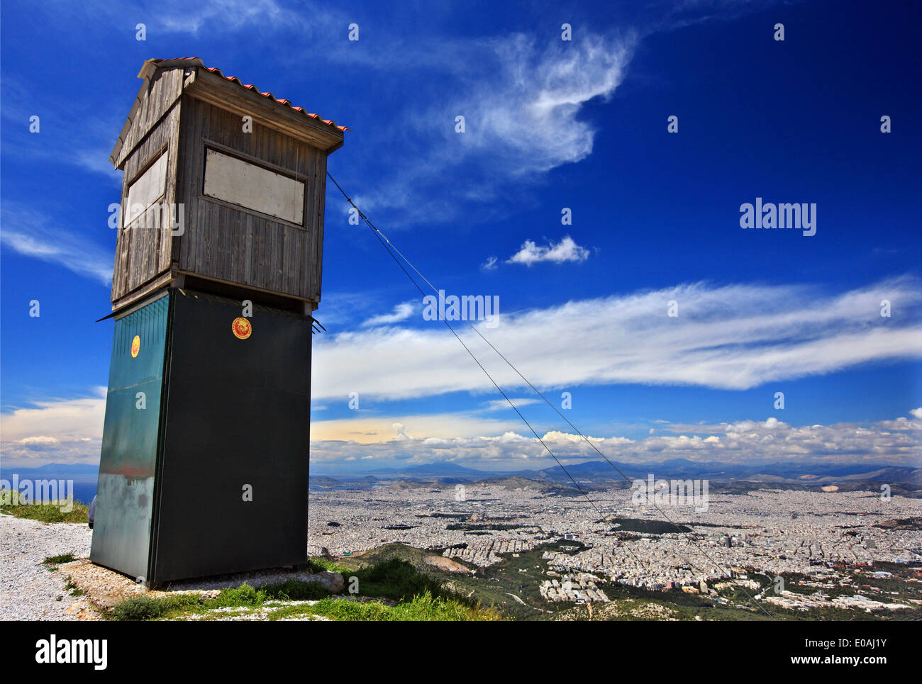 Vue panoramique d'Athènes d'Hymette ('Ymittos'), l'Attique, Grèce la montagne Banque D'Images