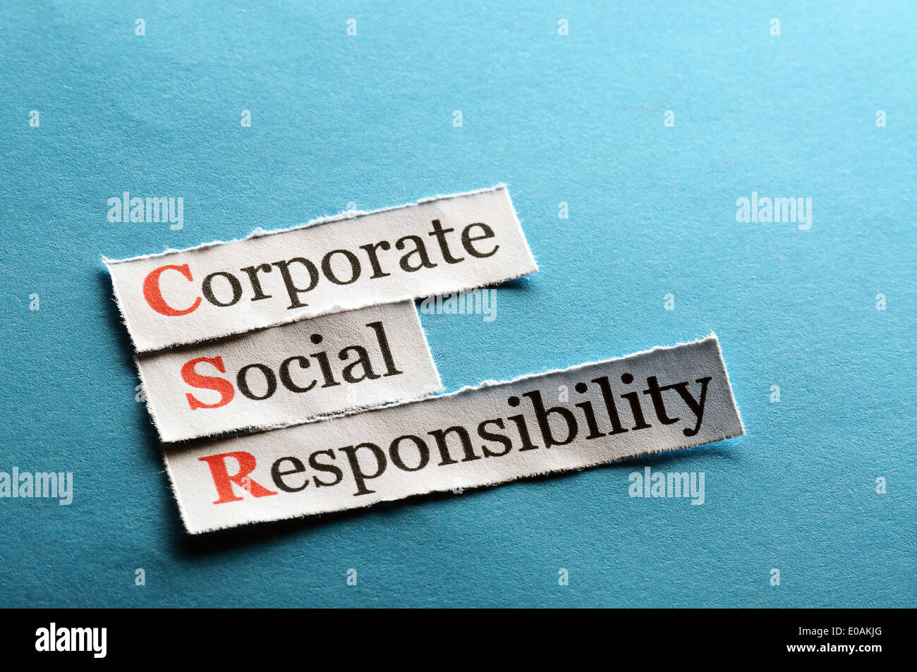 La responsabilité sociale des entreprises (RSE), concept sur papier Banque D'Images