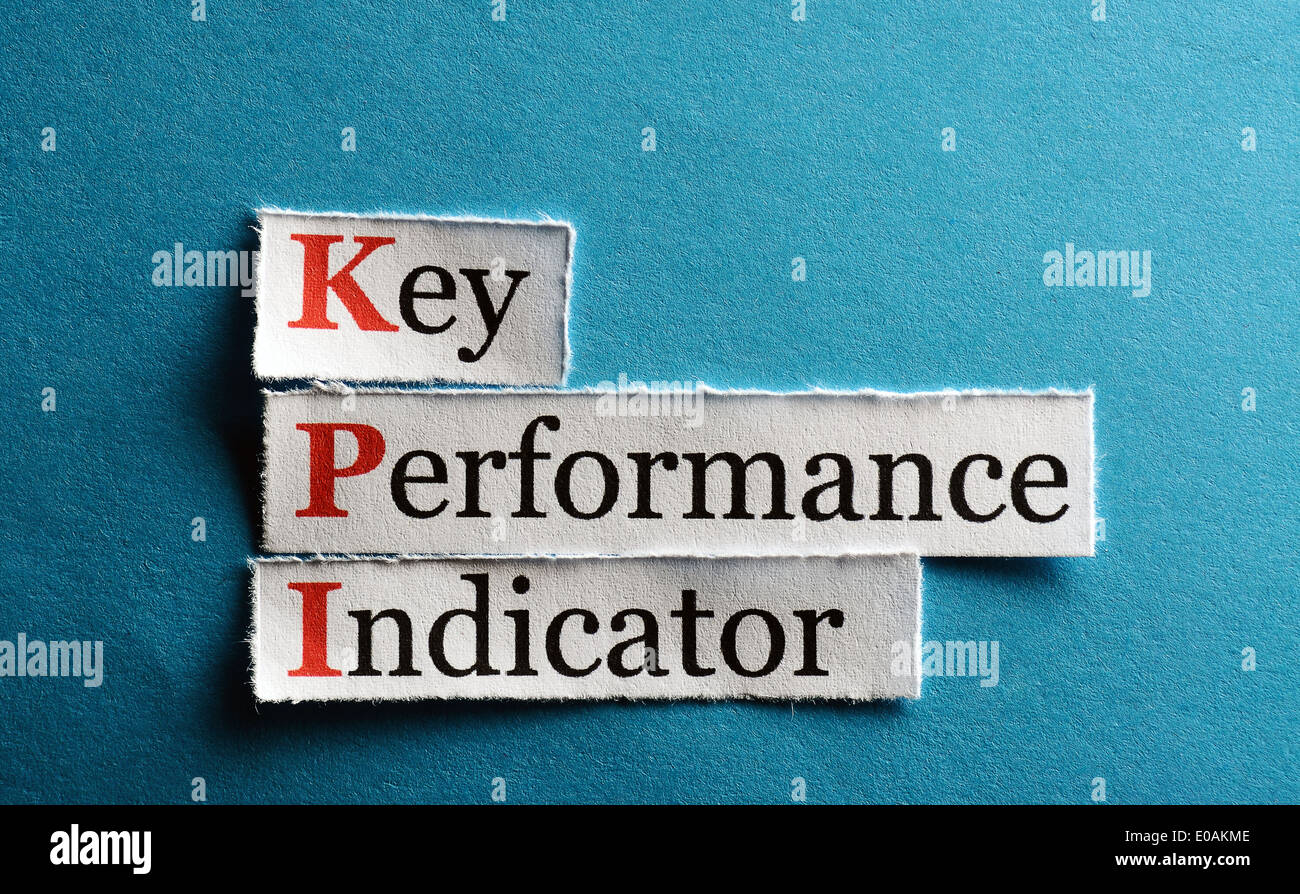 Indicateur de performance clé (KPI, sur papier bleu Banque D'Images