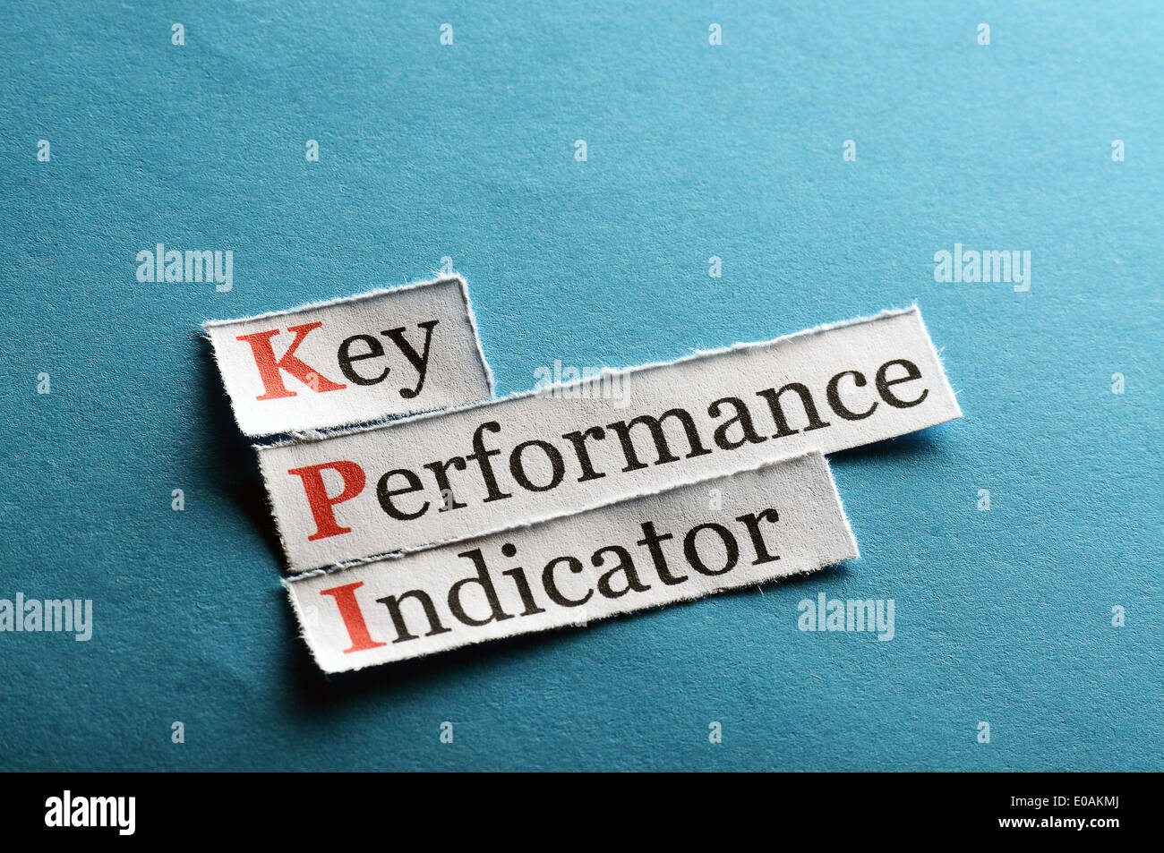 Indicateur de performance clé (KPI, sur papier bleu Banque D'Images