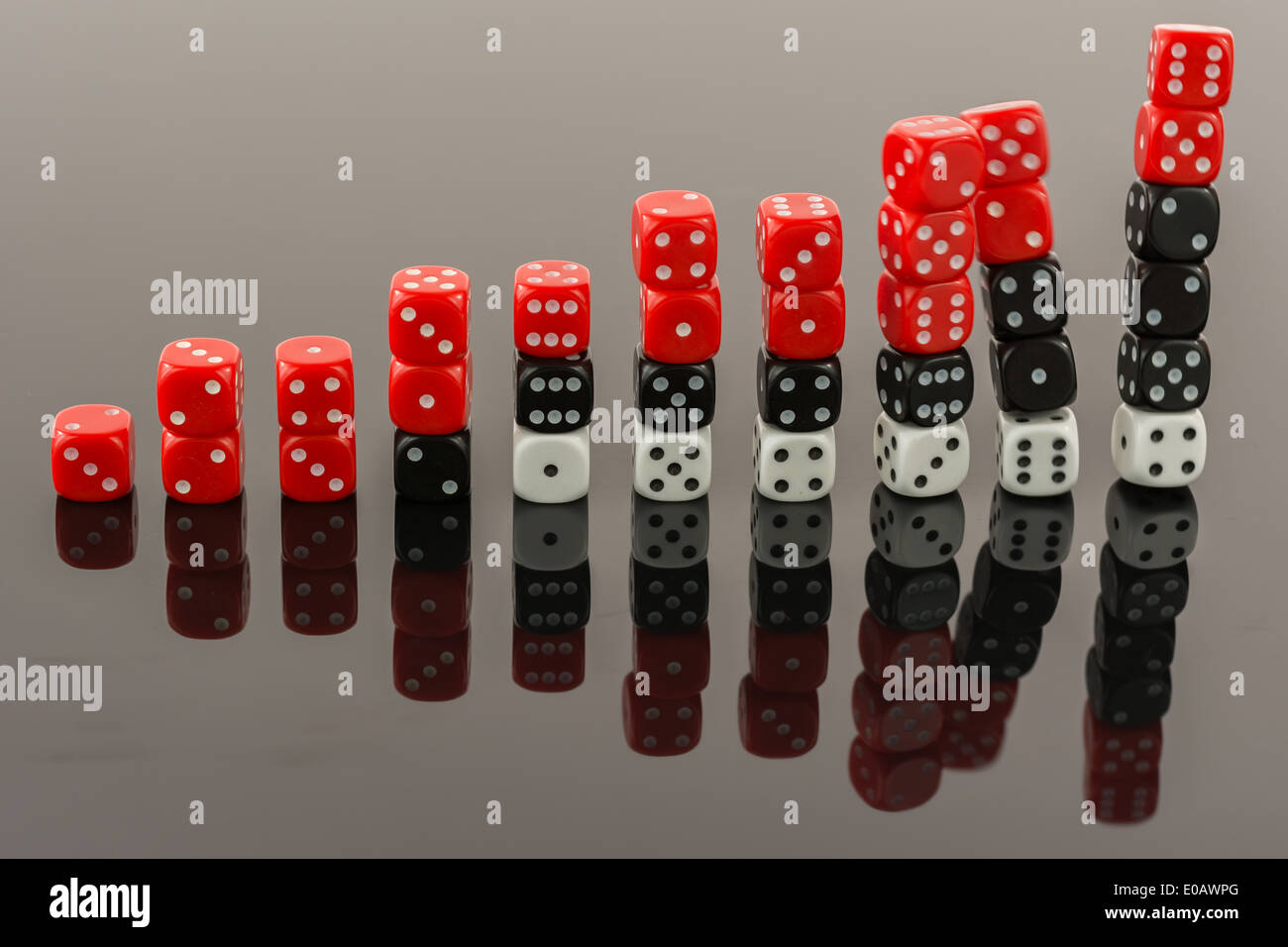 Graphique à barres s'écrouler dés Banque D'Images