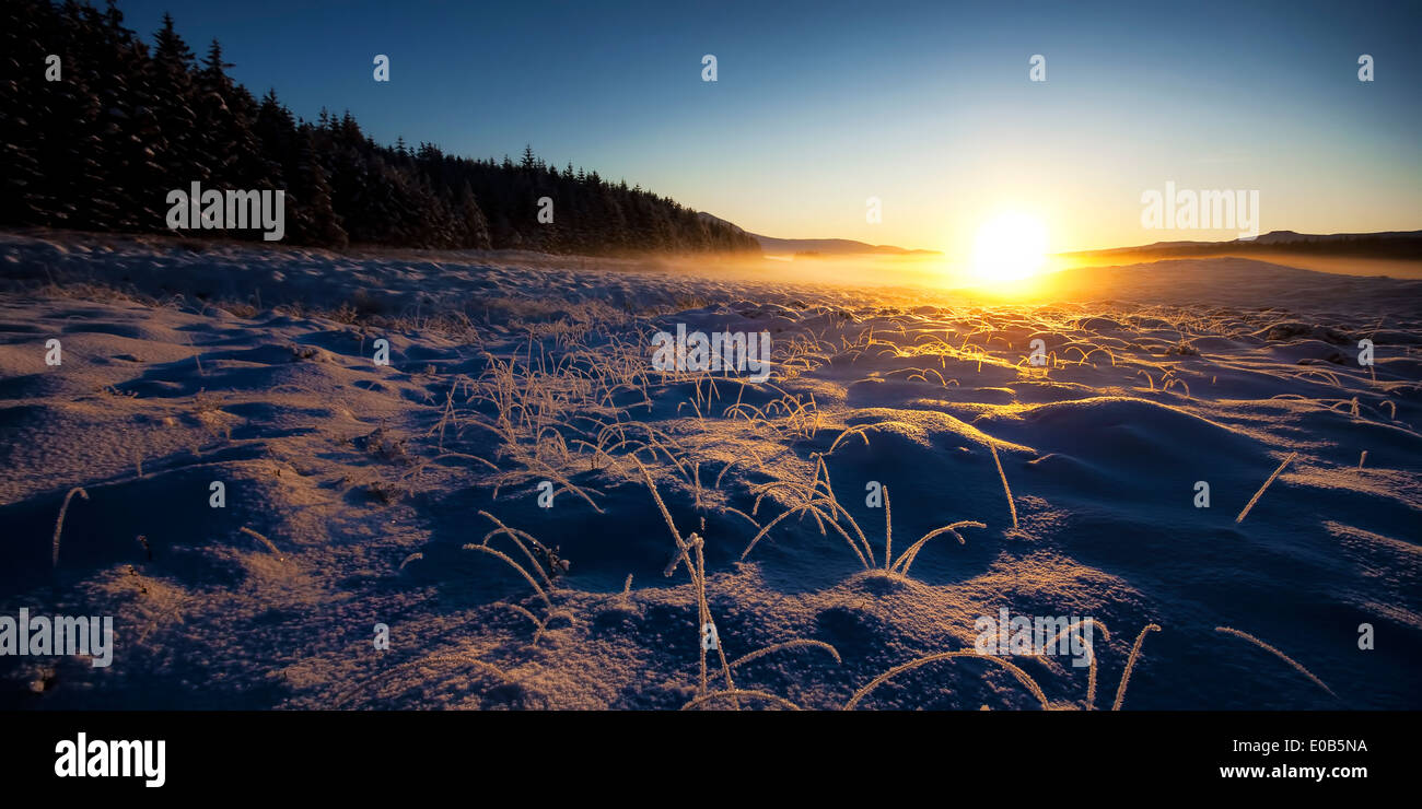 Royaume-uni, Ecosse, île de Skye, Paysage, Coucher de soleil en hiver Banque D'Images