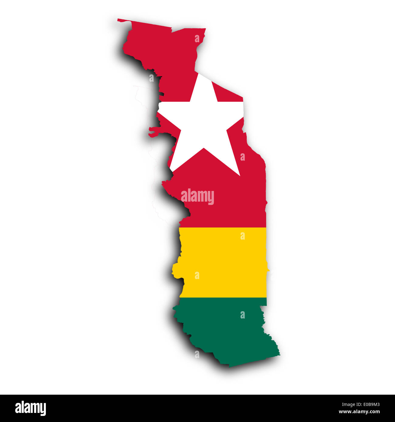 Togo plan avec l'intérieur du pavillon isolé sur blanc Banque D'Images