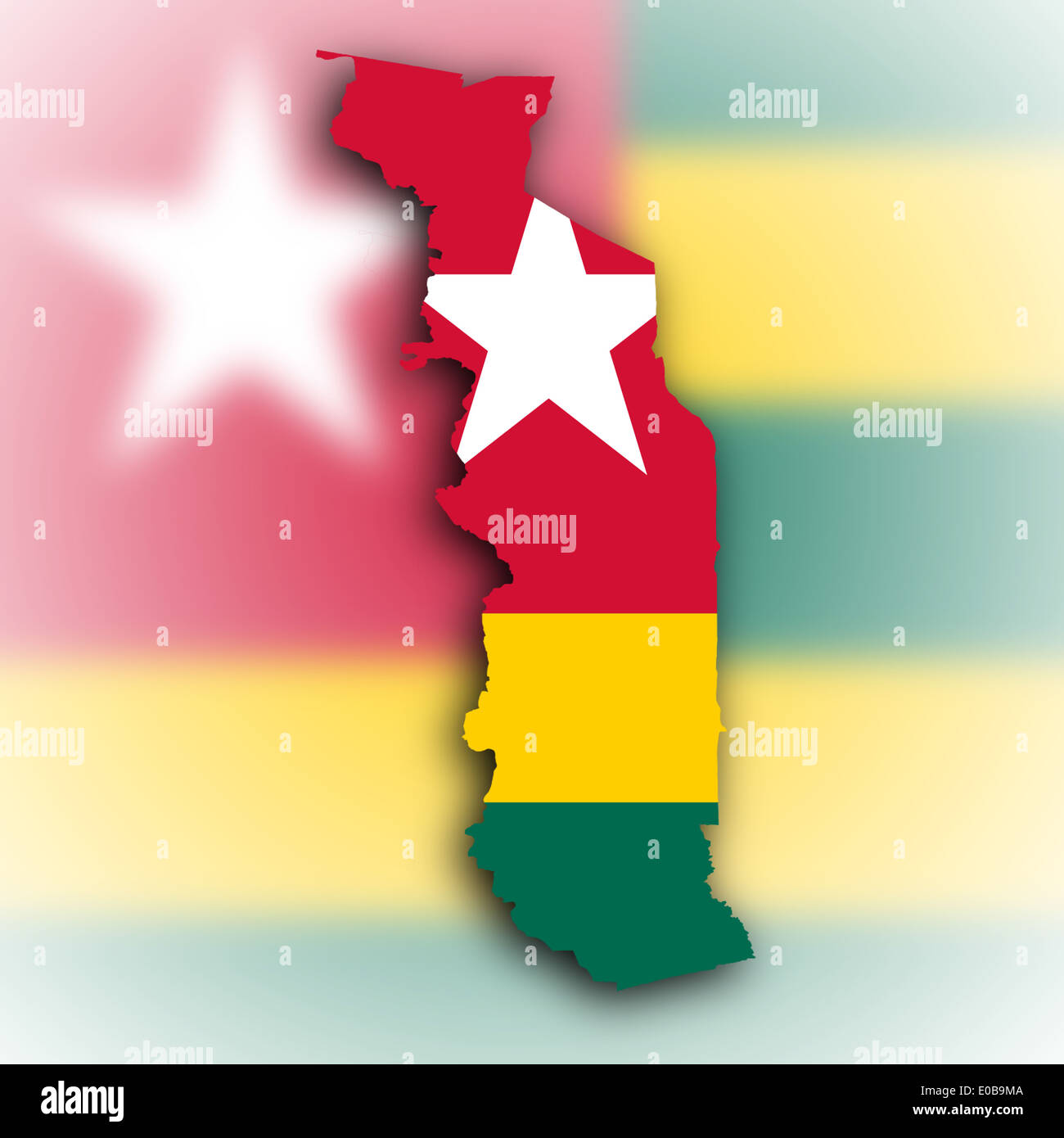 Togo plan avec l'intérieur du pavillon isolé sur blanc Banque D'Images