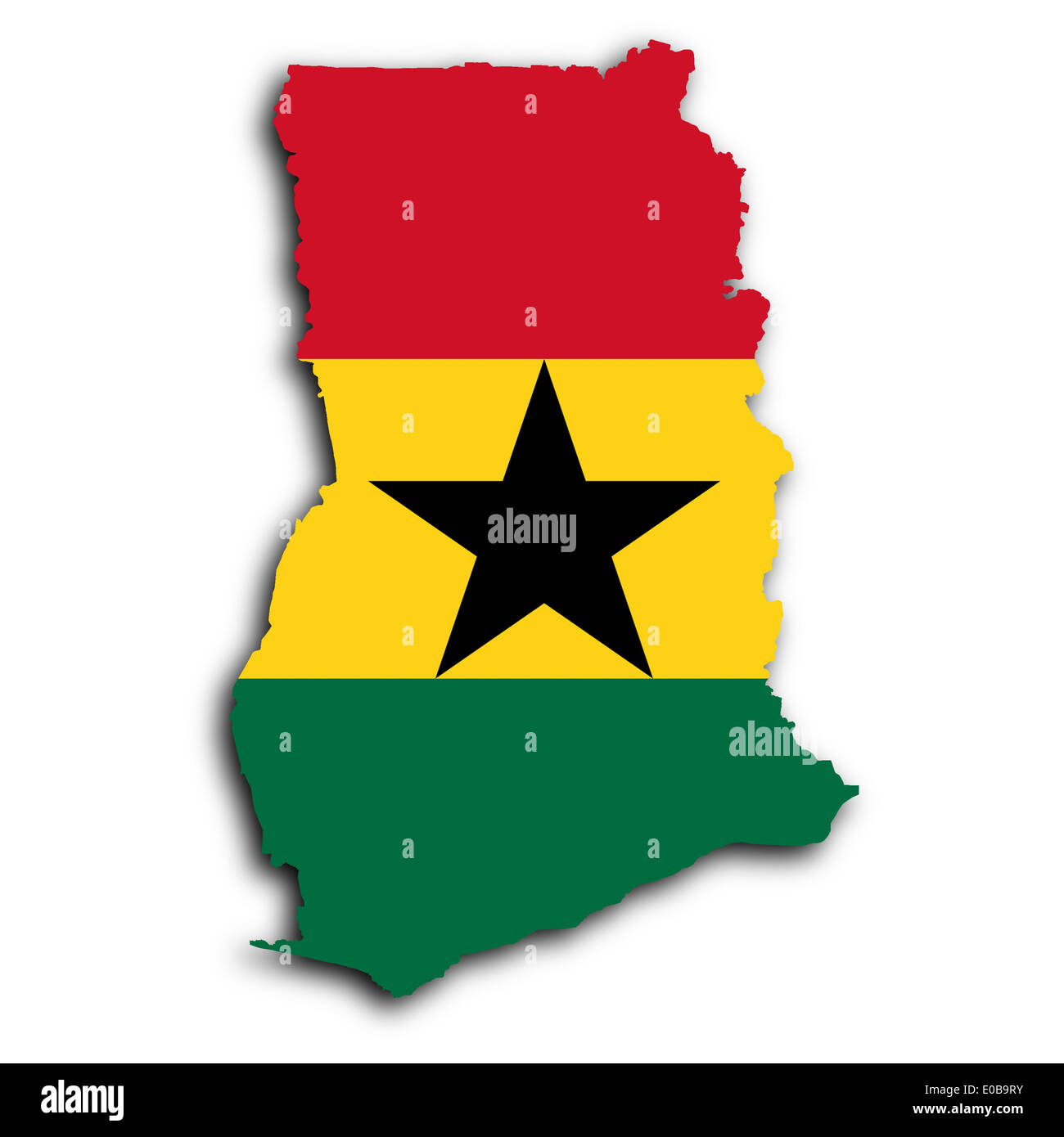 Carte du Ghana rempli avec le drapeau national Banque D'Images
