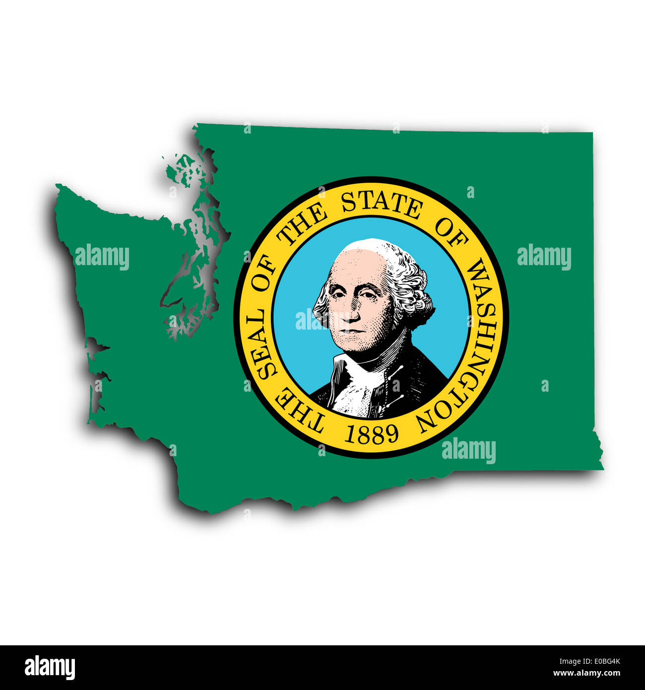 Plan de Washington rempli de l'état d'un drapeau Banque D'Images