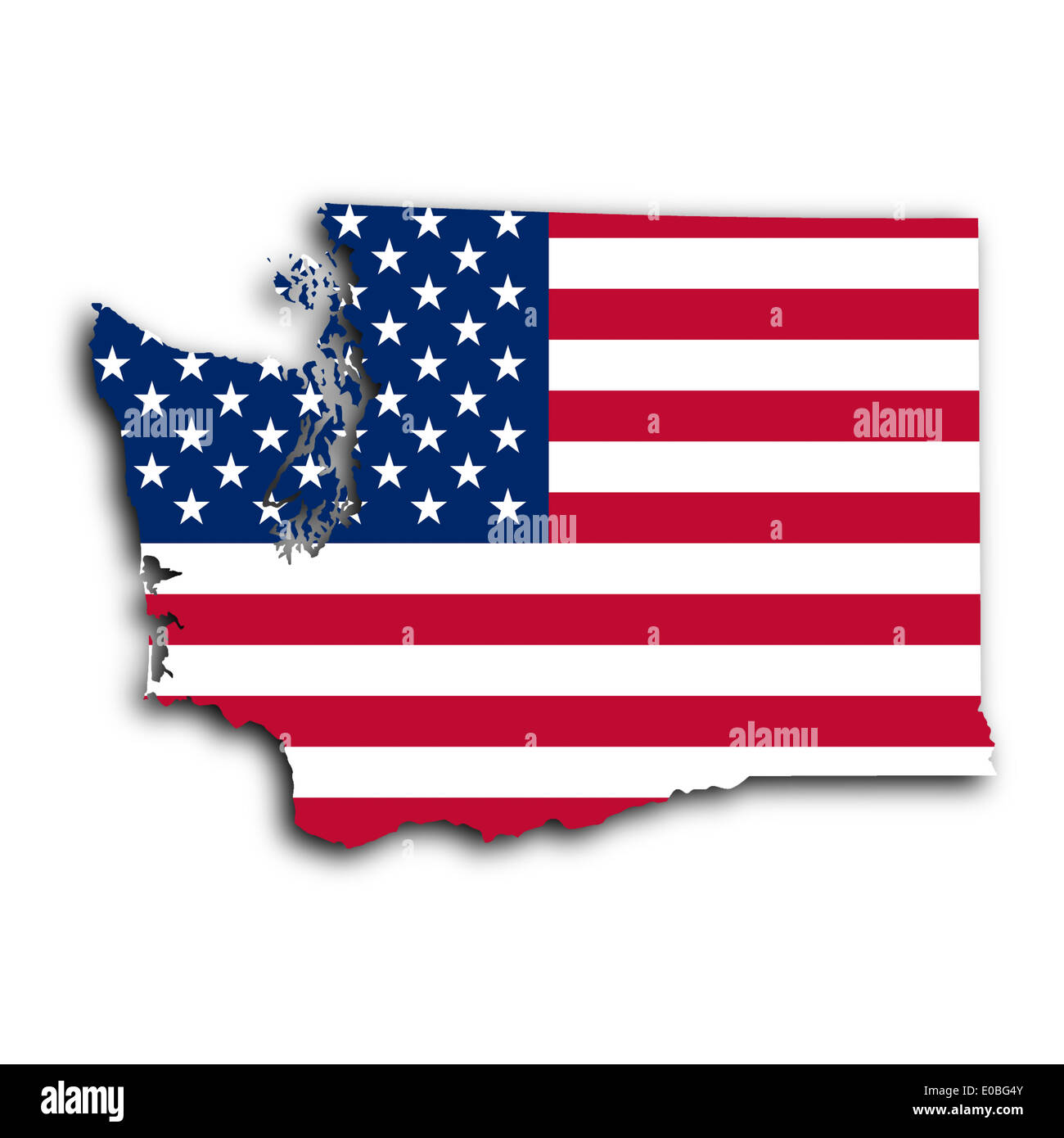 Plan de Washington rempli de l'état d'un drapeau Banque D'Images