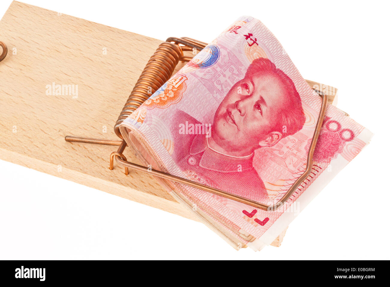 Yuan chinois de billets de banque dans une souricière Banque D'Images