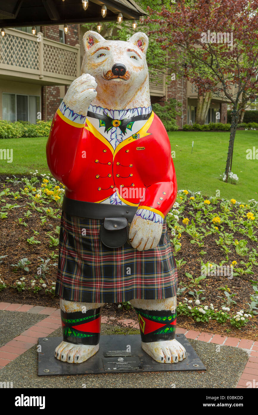 Mascotte d'ours de Royal Scot Hotel-Victoria, Colombie-Britannique, Canada. Banque D'Images
