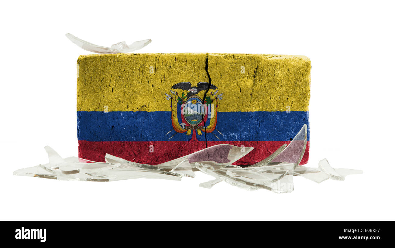 Brique de verre brisé concept la violence de l'Equateur drapeau Banque D'Images