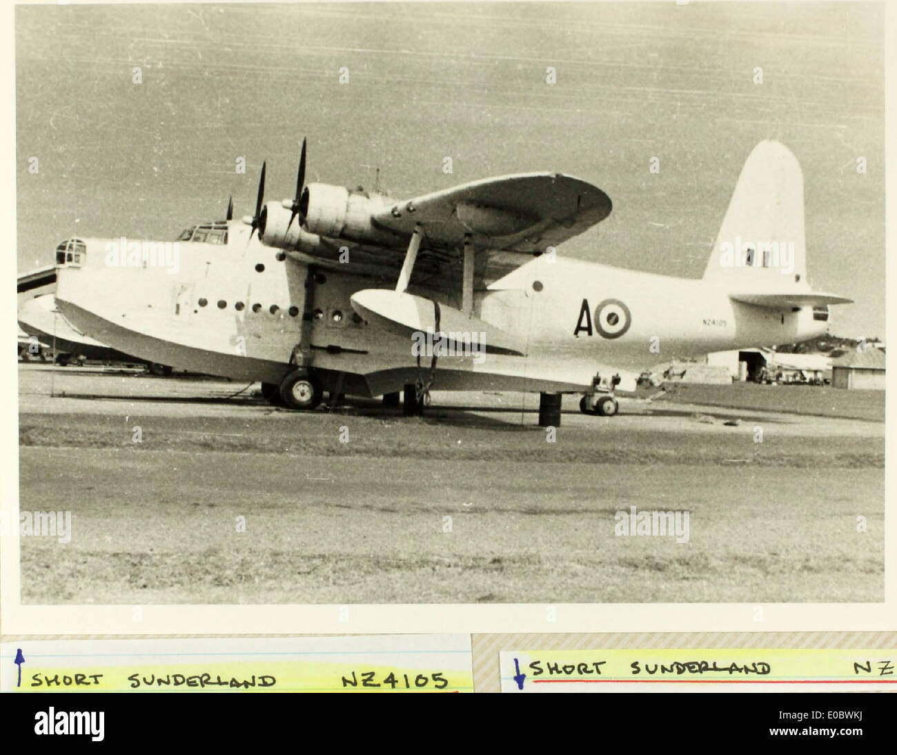 Le S.25 Sunderland était un hydravion britannique utilisé pendant la seconde Guerre mondiale connu pour son rôle dans la patrouille maritime et la guerre anti-sous-marine, il a servi à la fois dans la Royal Air Force et la Royal Navy. Banque D'Images
