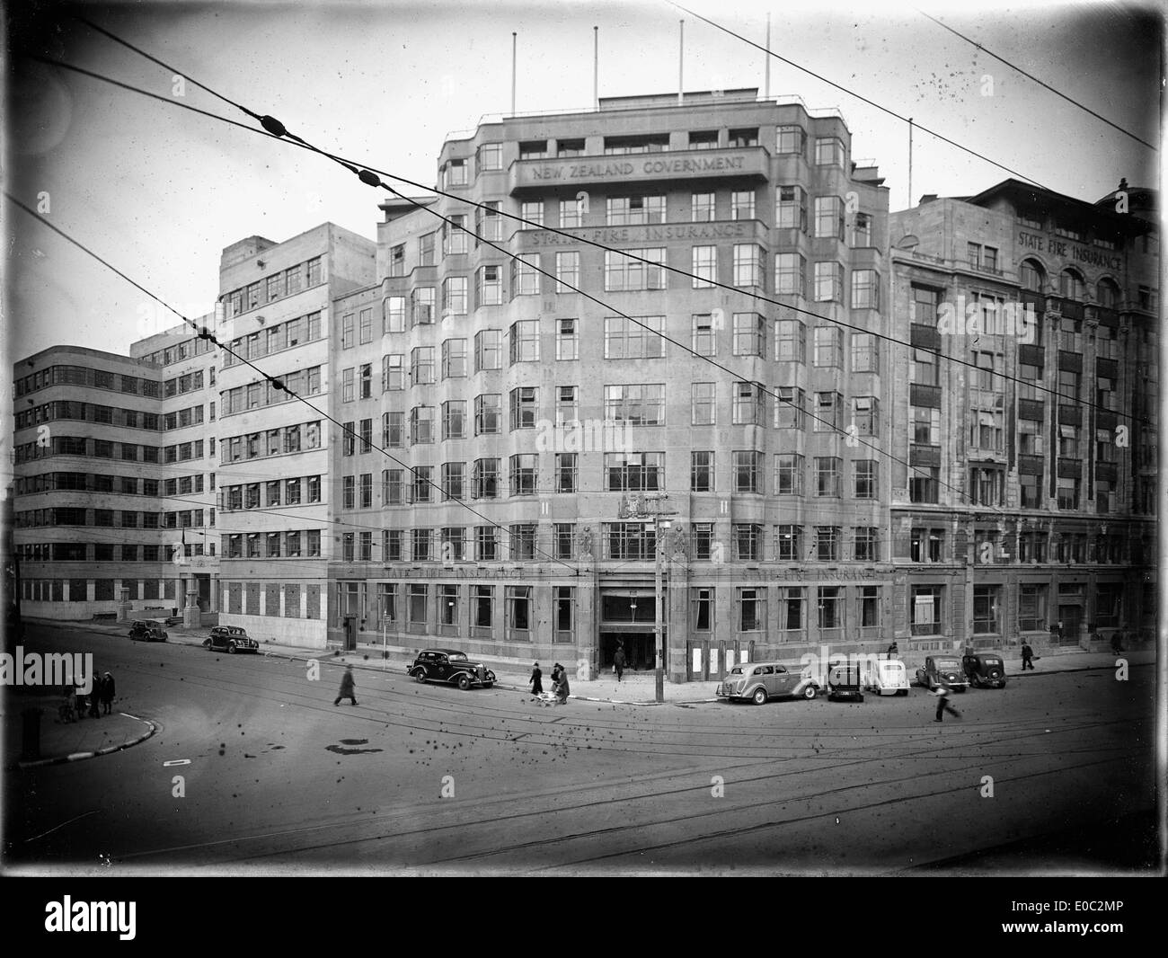 Bâtiment d'assurance d'État à l'angle de Stout Street et de Lambton Quay, Wellington, ca 1942 Banque D'Images
