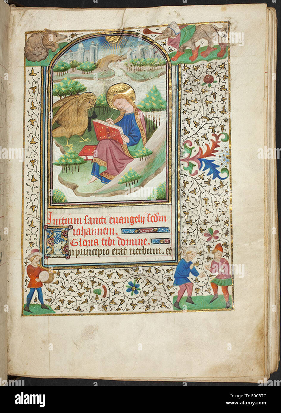 Livre d'heures, f.1r, (184 x 133 mm), 15e siècle, ALEXANDER TURNBULL LIBRARY, MSR-02. Banque D'Images