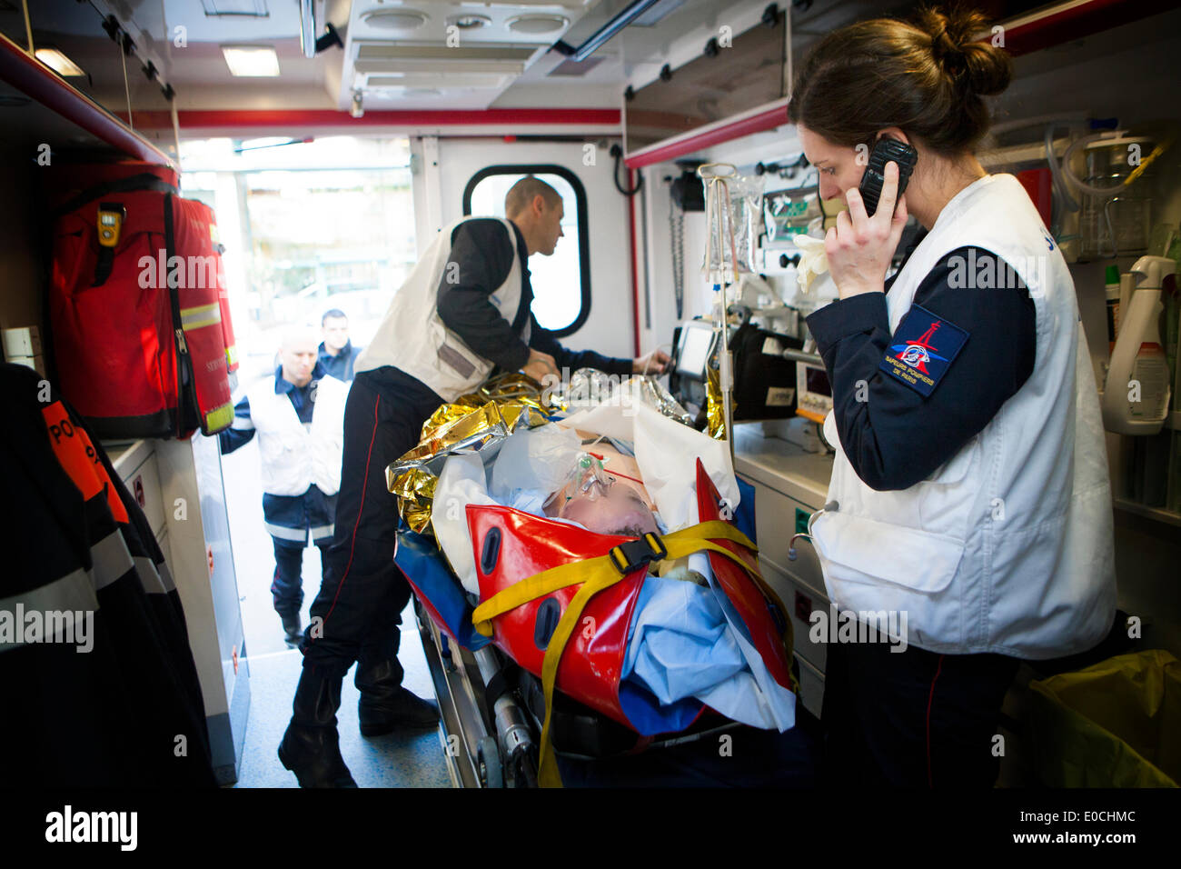 Pompiers de Paris Banque D'Images