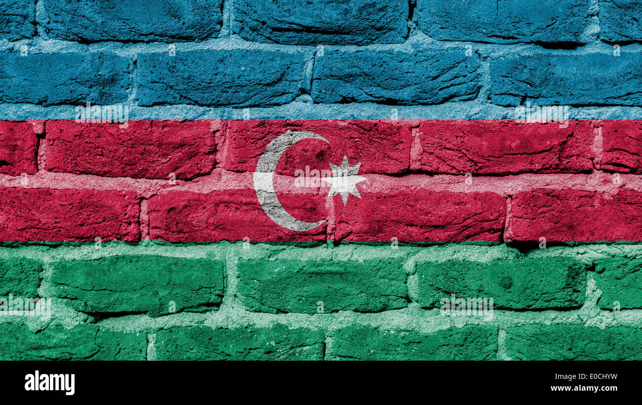 La texture du mur de brique très ancien drapeau de l'Azerbaïdjan Banque D'Images