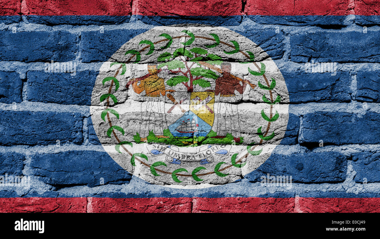 La texture du mur de brique très ancien pavillon du Belize Banque D'Images