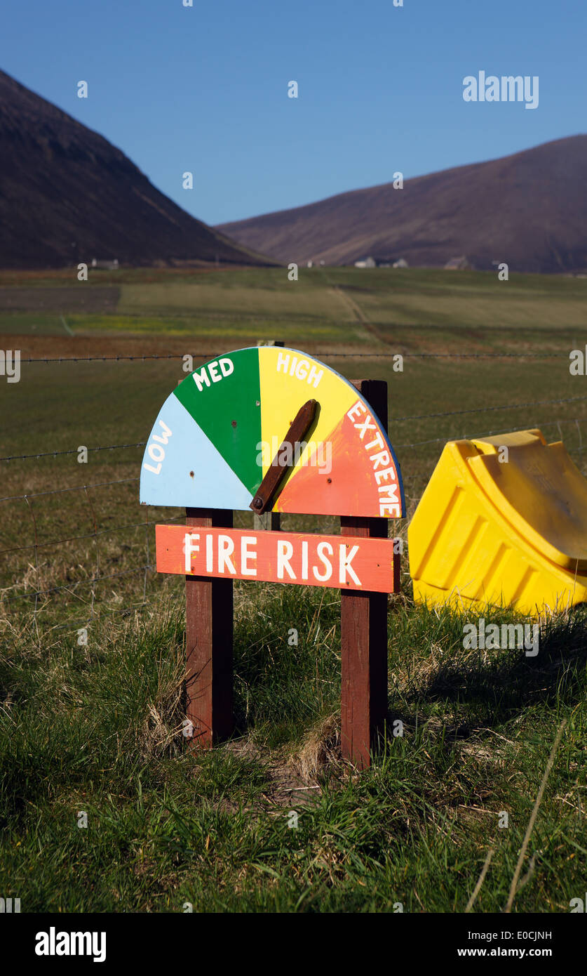Indicateur d'alerte de risque d'incendie sur l'île de Hoy à Orkney Banque D'Images