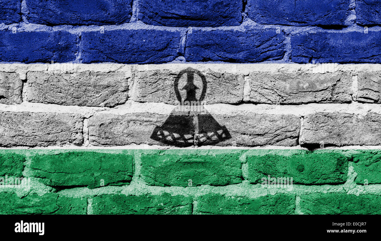 La texture du mur de brique très ancien pavillon de Lesotho Banque D'Images