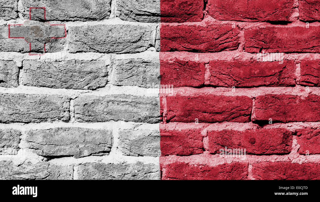 La texture du mur de brique très ancien pavillon de Malte Banque D'Images