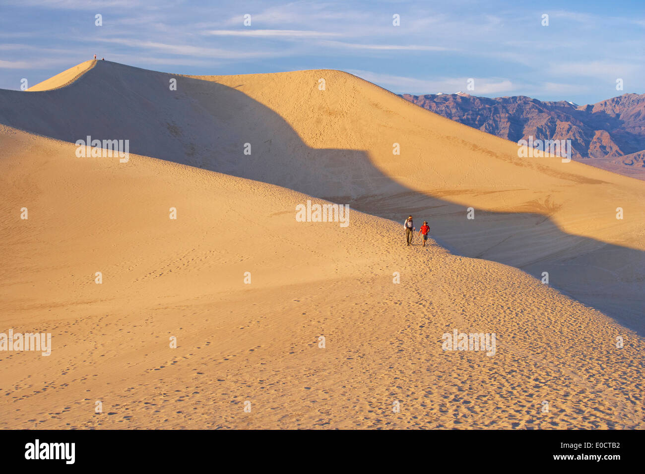 Vue sur Mesquite Flat dunes de sable sur Amargosa range dans la lumière du soir, la Death Valley National Park, California, USA, Americ Banque D'Images