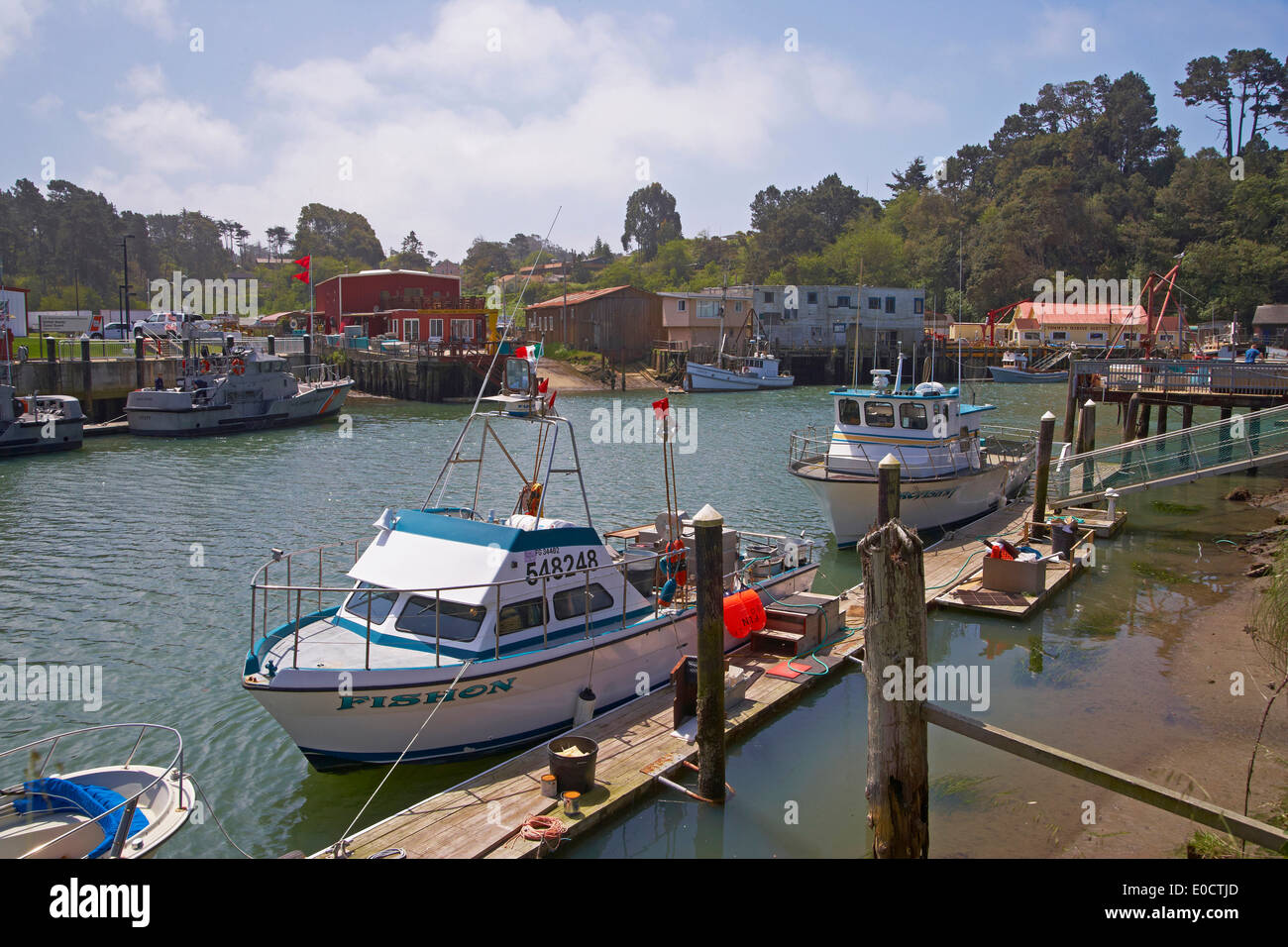 Navires à port Noyo, côte du Pacifique, Mendocino, Californie, USA, Amérique Latine Banque D'Images