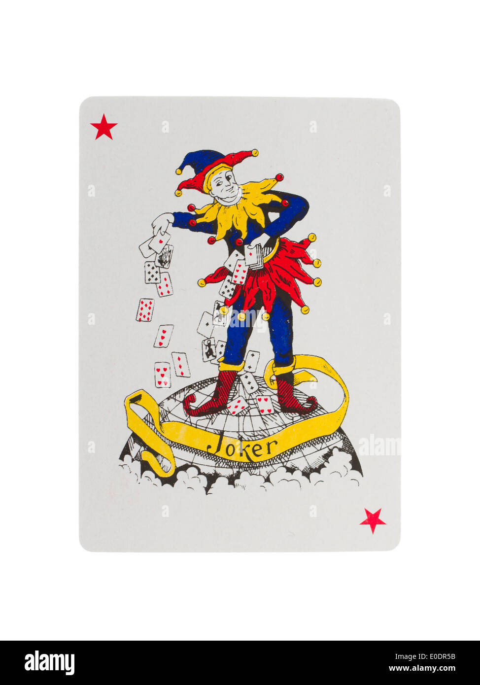 Ancienne carte à jouer (joker) isolé sur fond blanc Banque D'Images