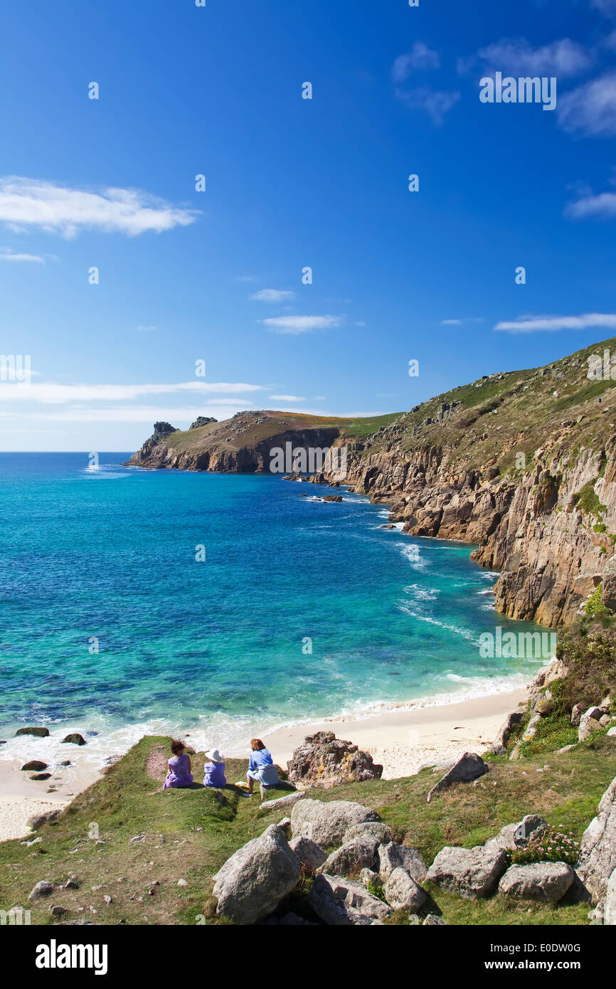 South West Coast Path à Mill Bay, Nanjizal près de Lands End, West Cornwall Banque D'Images