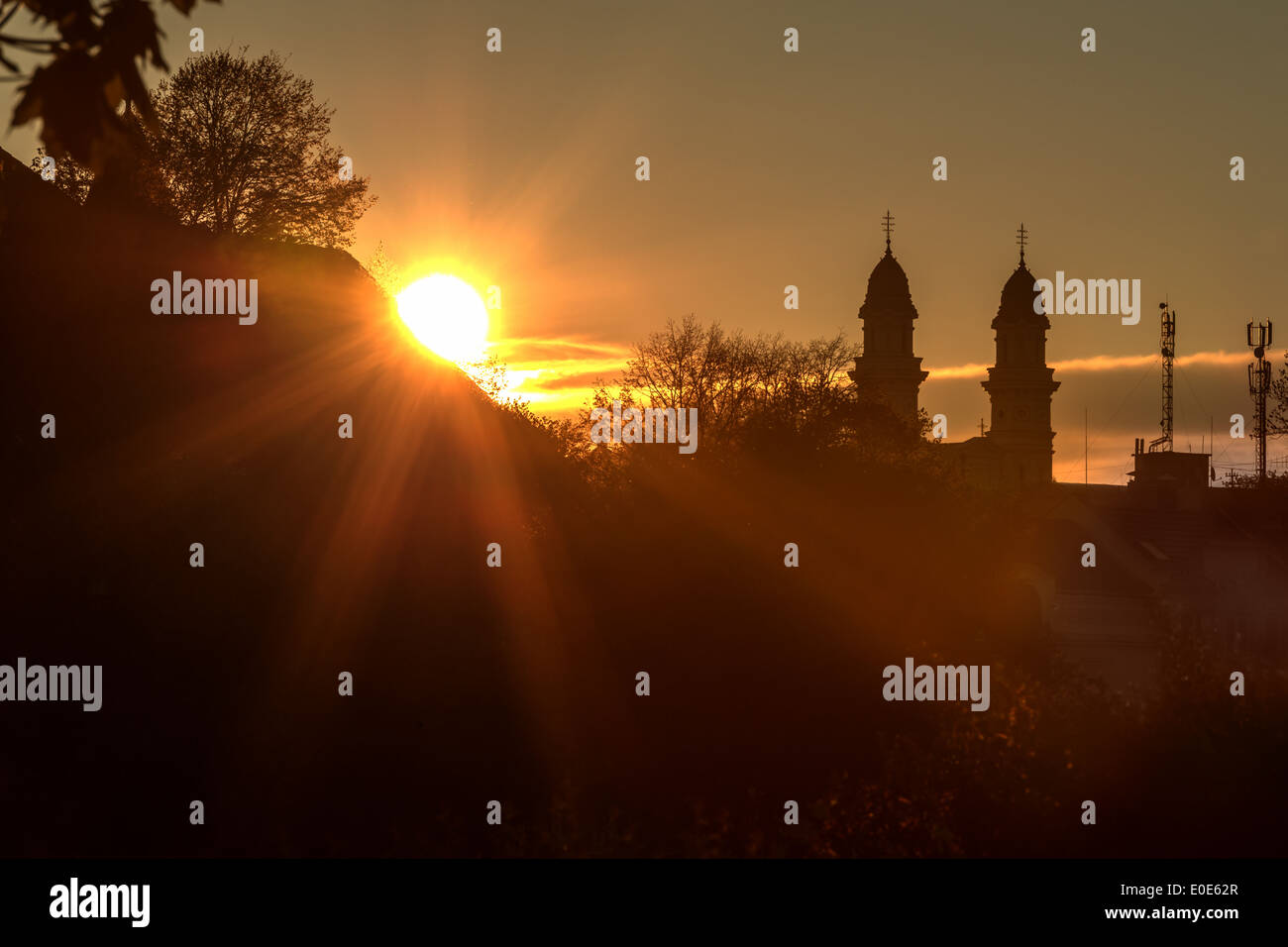 Sunrice en Transcarpathie ville uzhhorod Banque D'Images