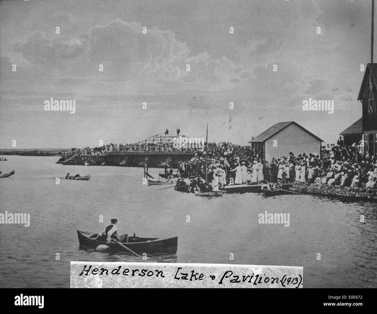 Pavillon du lac Henderson, Boat House et Bridge Banque D'Images