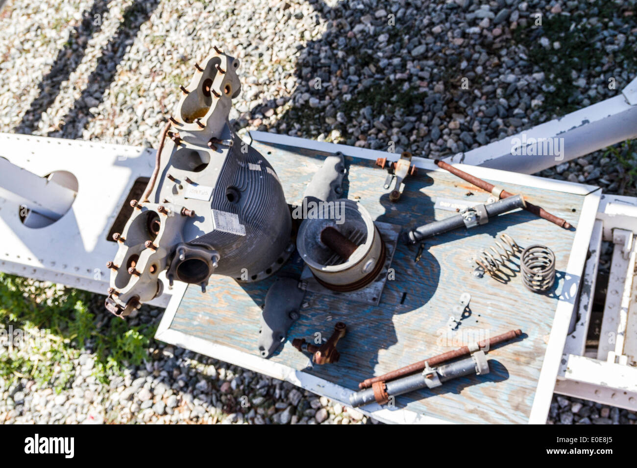 Un cylindre, piston, soupapes et d'un moteur d'avion radial au Champ de Mars Le Musée de l'air à Riverside en Californie Banque D'Images