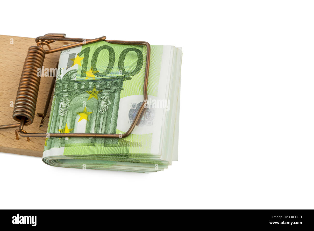 Beaucoup d'euro-billets en souricière. Photo symbolique pour des créances et des dettes avec des prêts. cas, Viele Euro-Geldscheine dans Mausefalle. Sym Banque D'Images