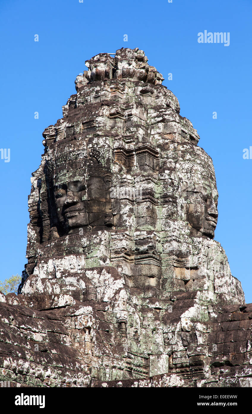 Le temple Bayon, dans le centre de Angkor Thom, Angkor, Cambodge Banque D'Images