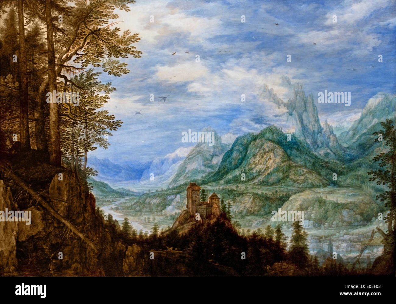 Paysage de montagne avec un château 1609 Roelandt Savery 1576 -1639 Flamand Néerlandais Pays-Bas Banque D'Images