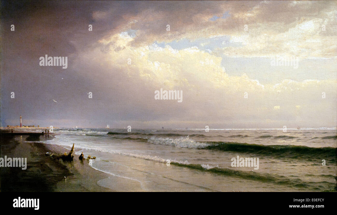 Seascape avec phare lointain Atlantic City New Jersey 1873 William Trost Richards 1833-1905 American Banque D'Images