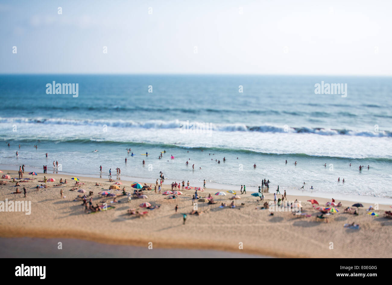 Timelapse Beach sur l'Océan Indien. Inde (tilt shift lens). Banque D'Images