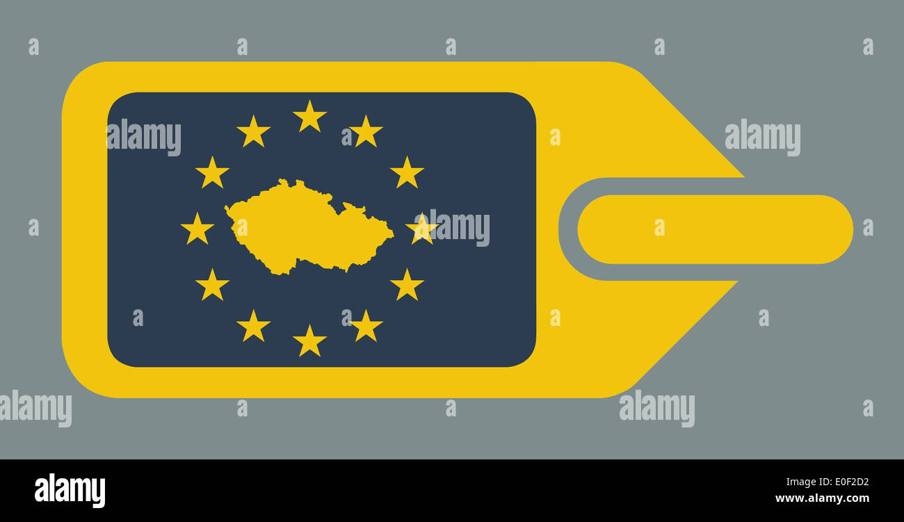 République tchèque billet d'assurance étiquette ou tag en télévision web design couleurs. Banque D'Images