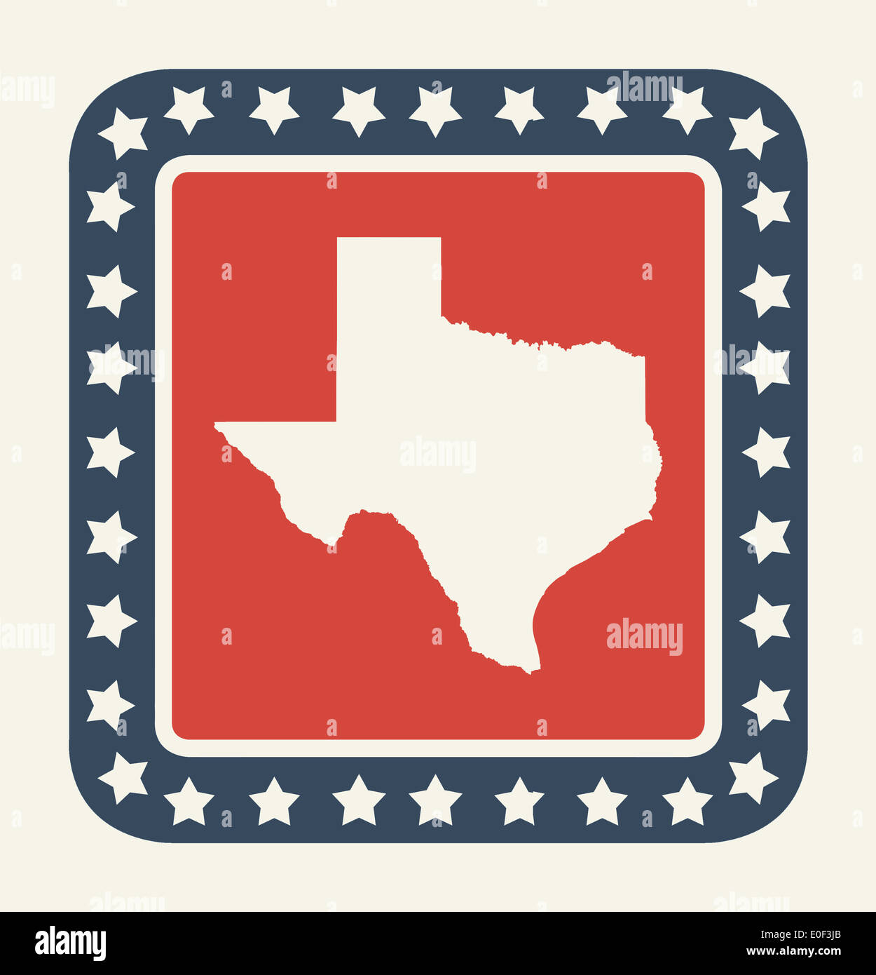 Bouton de l'état du Texas sur drapeau américain dans télévision web design style, isolé sur fond blanc. Banque D'Images