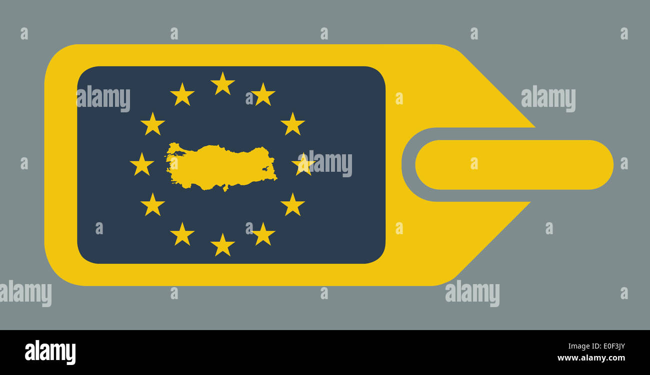 Assurance voyage Turquie étiquette ou tag en télévision web design couleurs. Banque D'Images