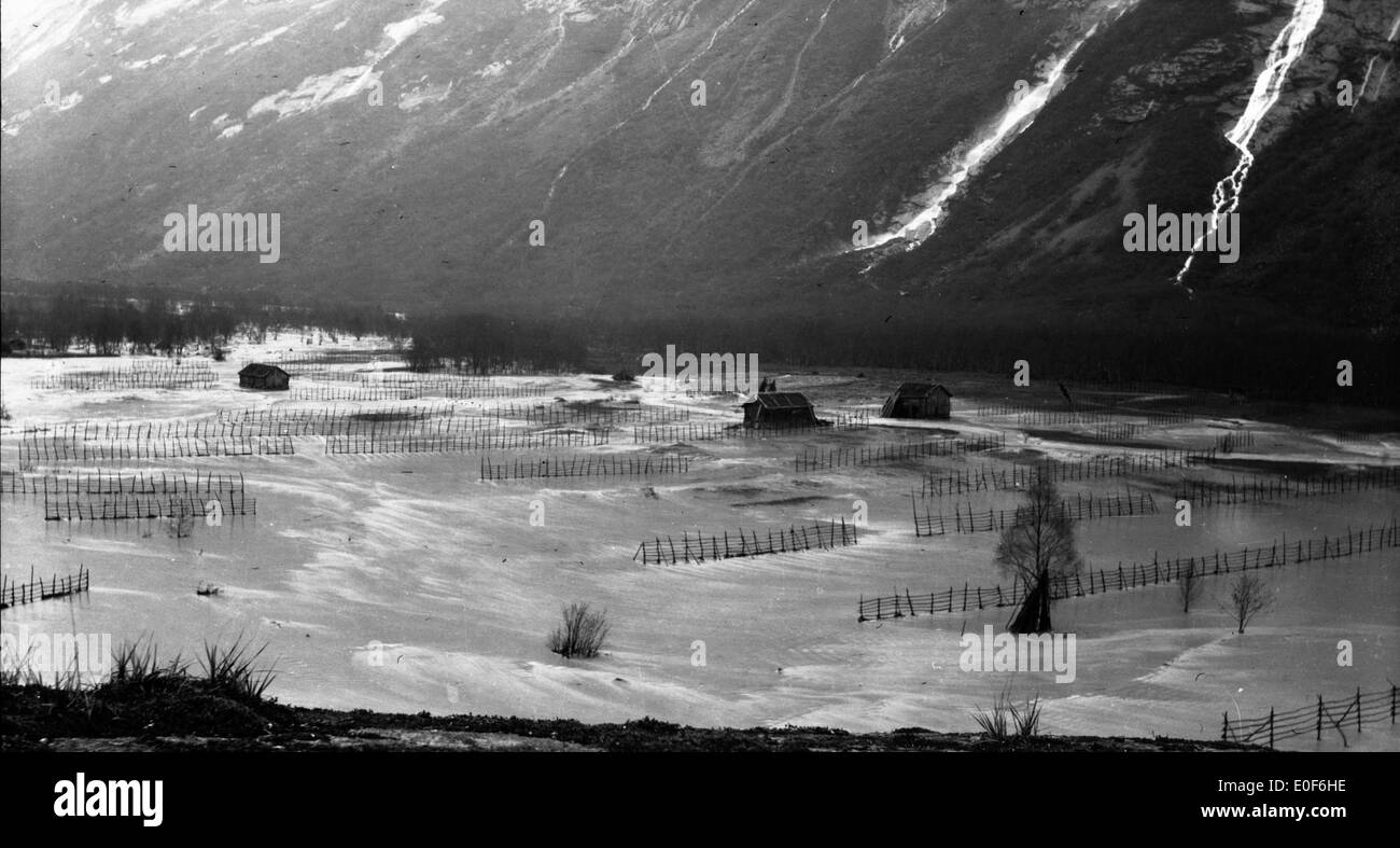 À partir de la 1913 Inondations en Erdalen, Norway. Banque D'Images