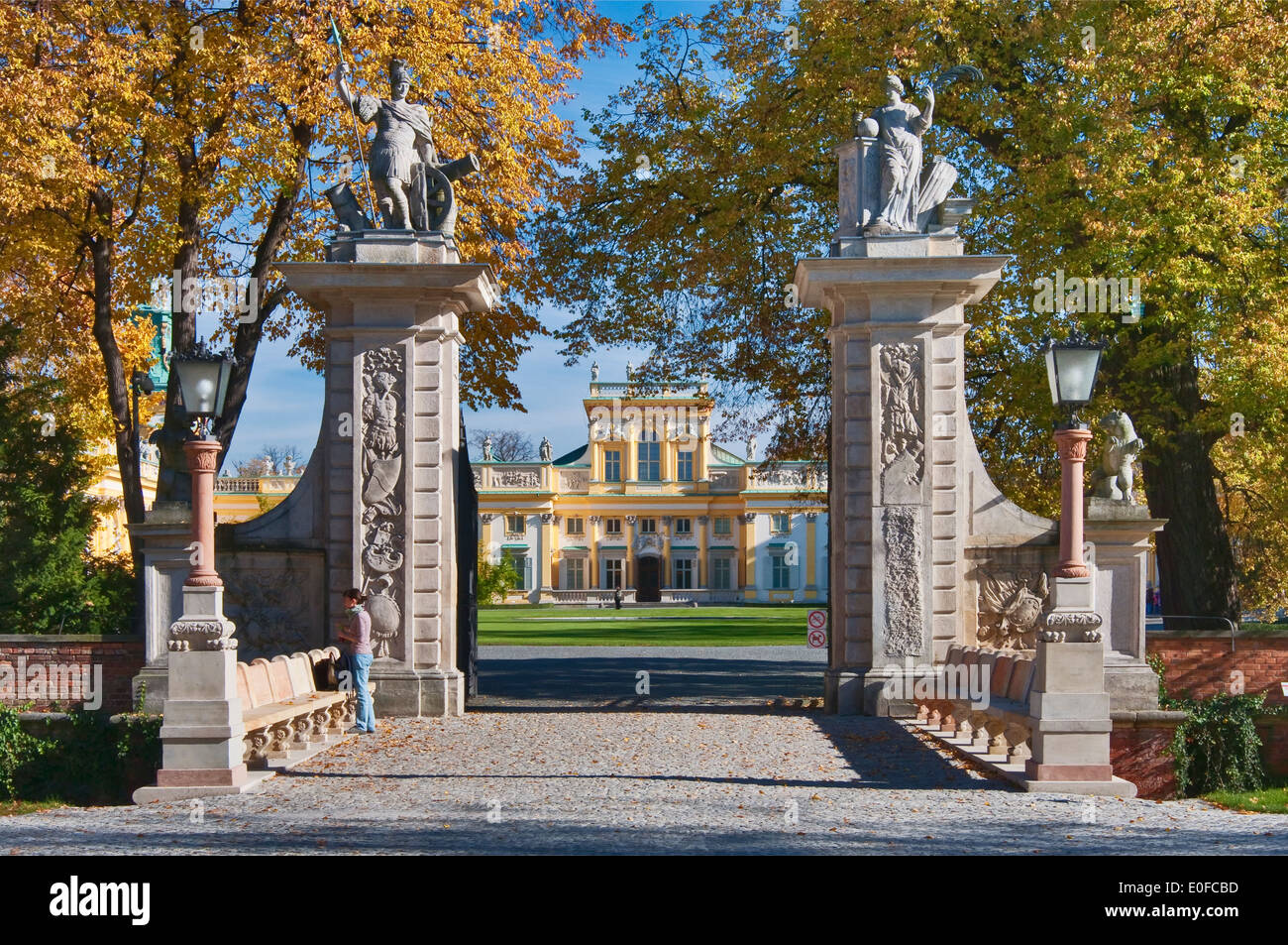 Entrée principale du palais de Wilanów à Varsovie, Pologne Banque D'Images